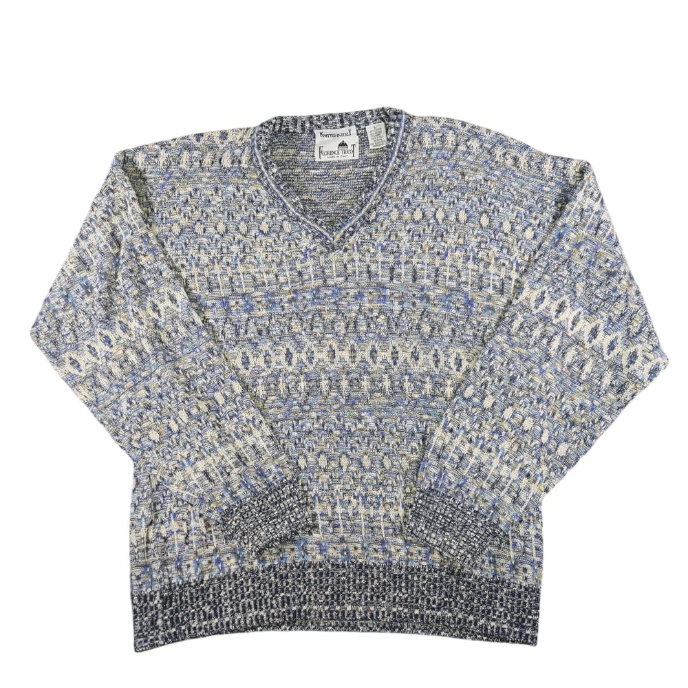 Florence Tricot Mens Vintage Sweater  Large Italy Linen Grandpa Academia 80s 90s